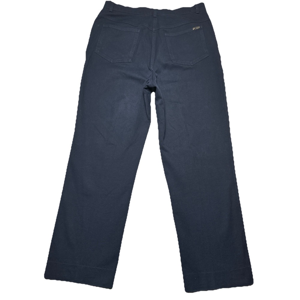 St John Sport Wide Leg Navy Gold Wares Womens Size 8 High Rise Straight Stretch